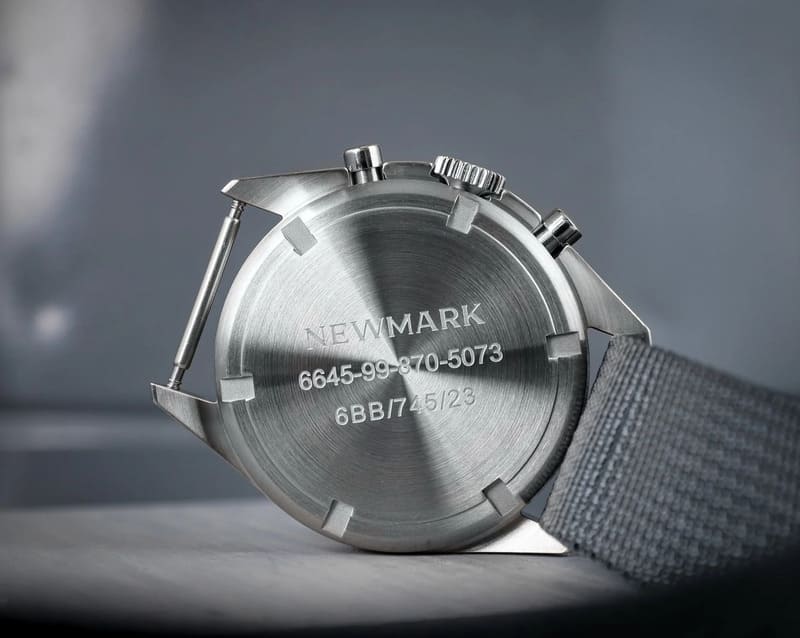Case back of Newmark 6BB RAF Chronograph